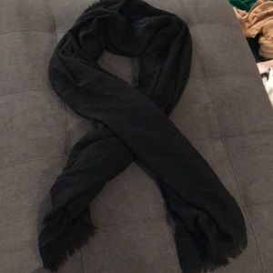 Oversized black acrylic blend scarf